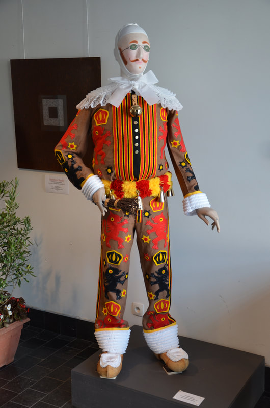 A costume worn by participants of the Binche carnival. Belgium. 