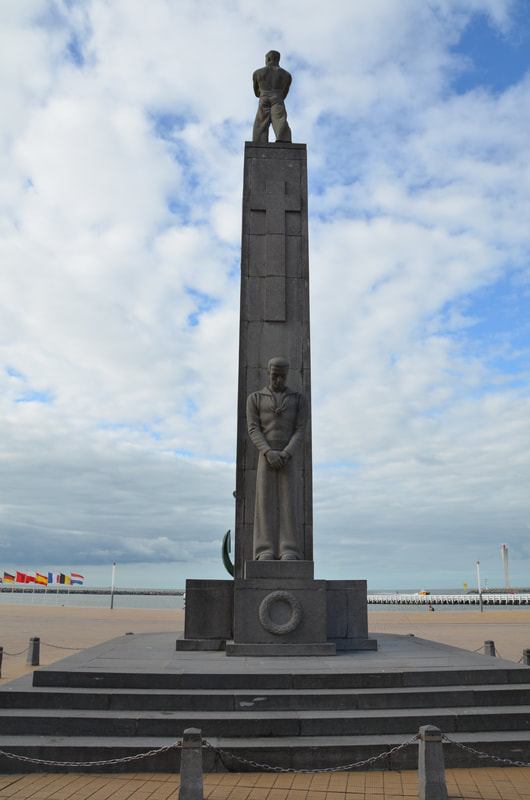 Monument on the promenade of Ostend. Belgium.