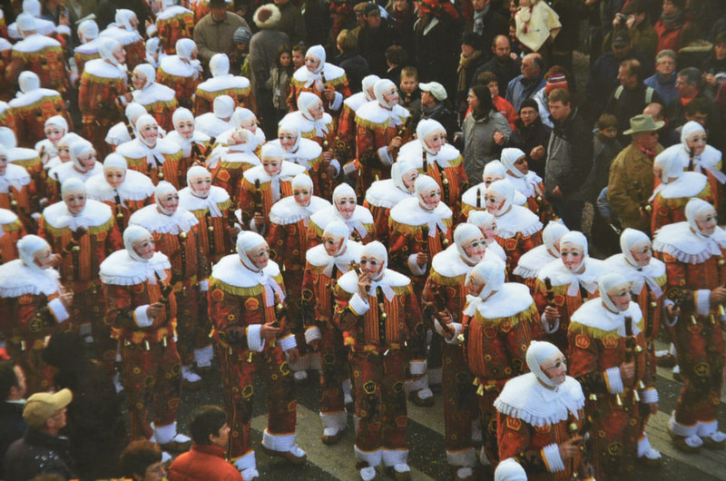 The characters of Gilles during the Carnival in Binche. Belgium. Photo: www.empain.net. 