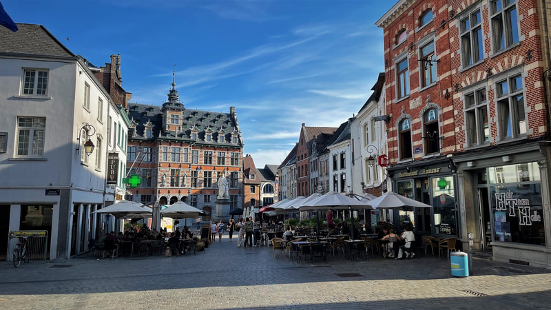 Market in city hall in belgium. 