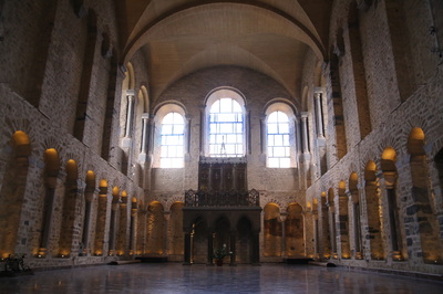 The interior of the collegiate church of St. Gertrude in Nivelles. Belgium. 
