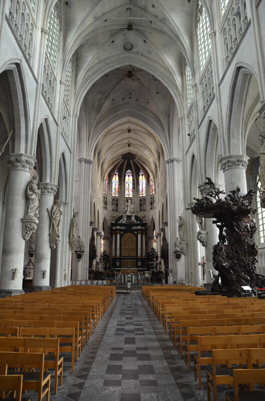 The interior of St. Rumbold in Mechelen. Belgium.
