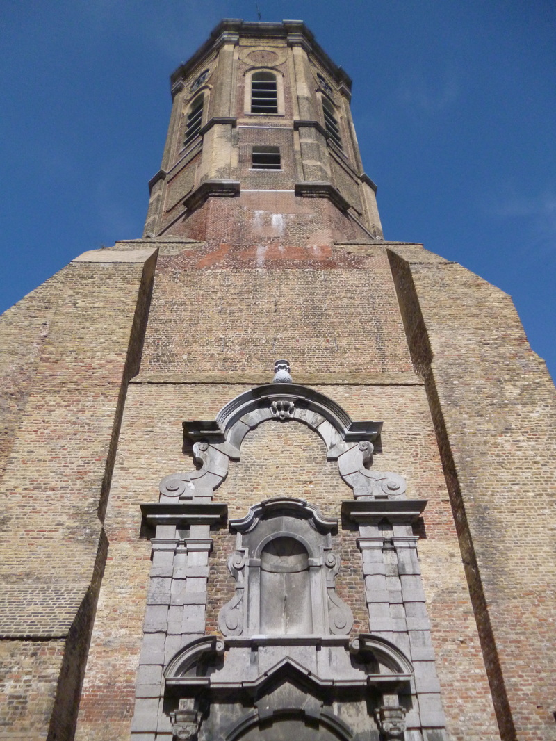 Peperbusse, tower of the church of St. Piotr, who burned down in 1896 a year. Ostend, Belgium.