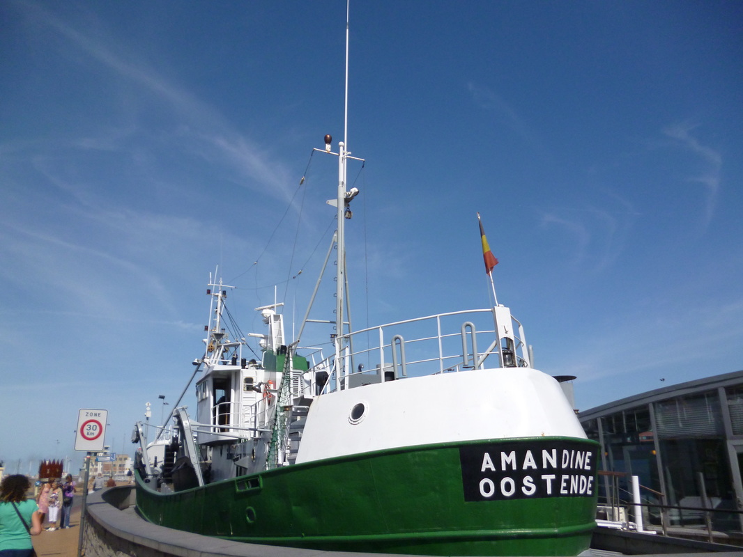 Amandine fishing boat moored in Ostend. Belgium.