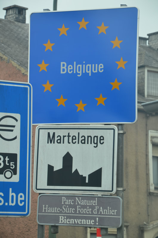 Martelange. Belgium / Luxembourg. Petrol stations at the border. 