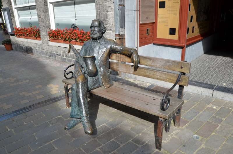 Adolf Sax statue in Dinant. Belgium. 