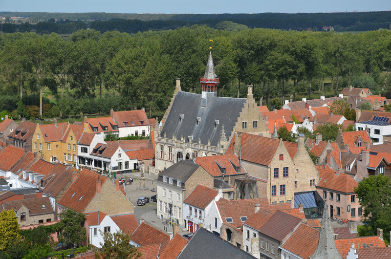 Panorama of Damme. View from the tower of the Church of the Blessed Virgin Mary. Belgium.