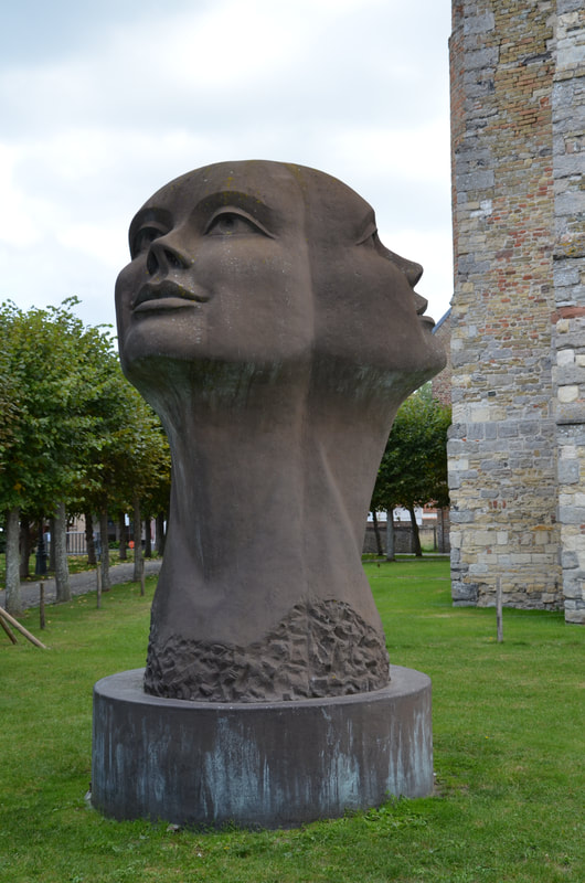 Sculpture in front of the Church of Our Lady in Damme. Belgium. 