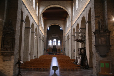 The interior of the collegiate church of St. Gertrude in Nivelles. Belgium. 