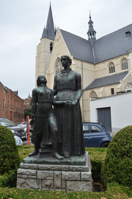 In the background, the Church of St. John in Mechelen. Belgium.
