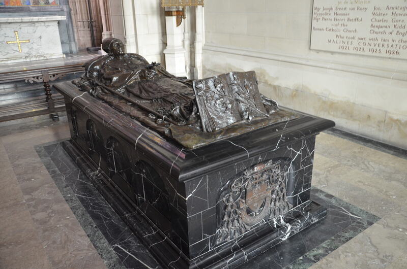 The tomb where Archbishop Joseph Mercier rests. St. Rumbold in Mechelen. Belgium.